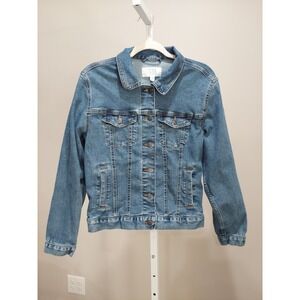 Time and Tru Womens Medium Wash Denim Trucker Jacket Blue Size M 8-10
